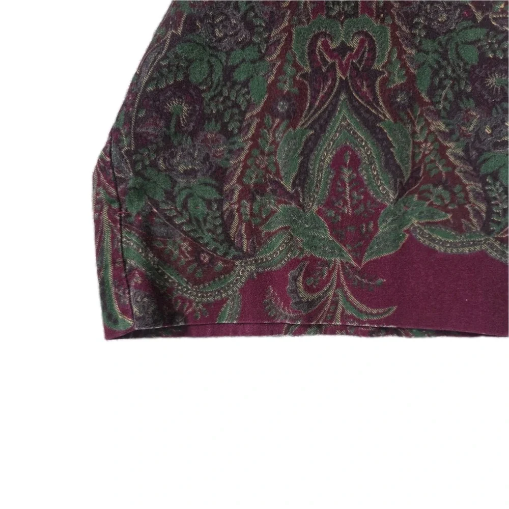Lauren Ralph Lauren Pajama Set Womens M Maroon Paisley Gold Crest Sleepwear PJ